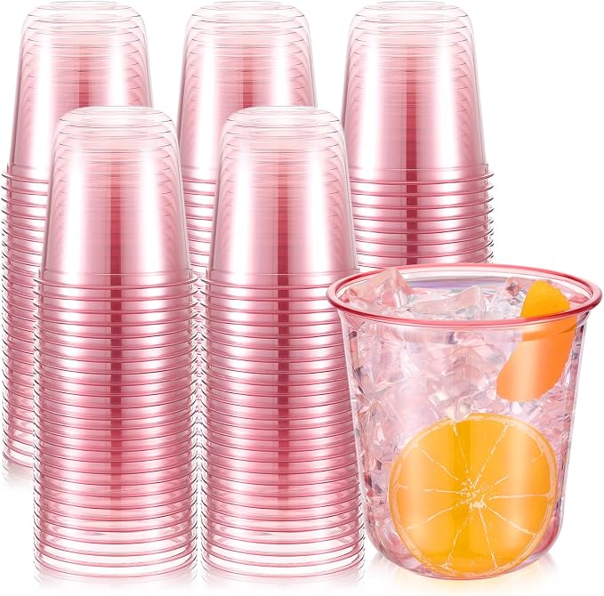 Ziliny 100 Pcs Disposable Stemless Glasses 12oz Crystal Plastic Wine Glasses by Ziliny
