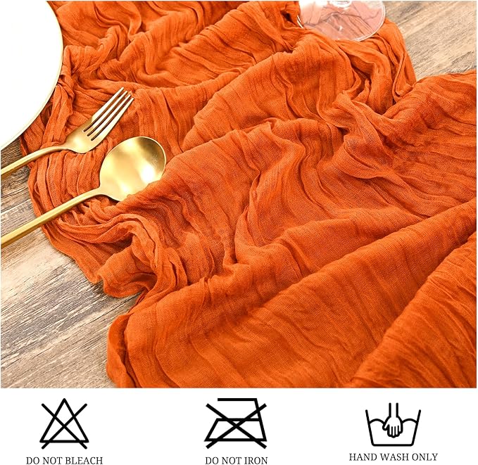 25 Pack Orange Cheesecloth Table Runner Boho Gauze Wedding Decor | Rustic Sheer - Image 3