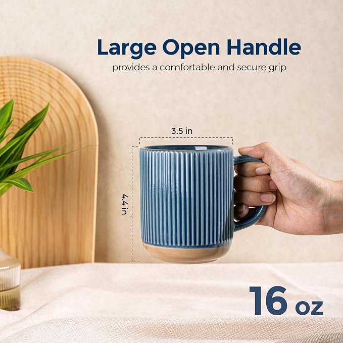 GBhome Coffee Mugs Set of 6, 16 oz Blue Coffee Cups - Image 3