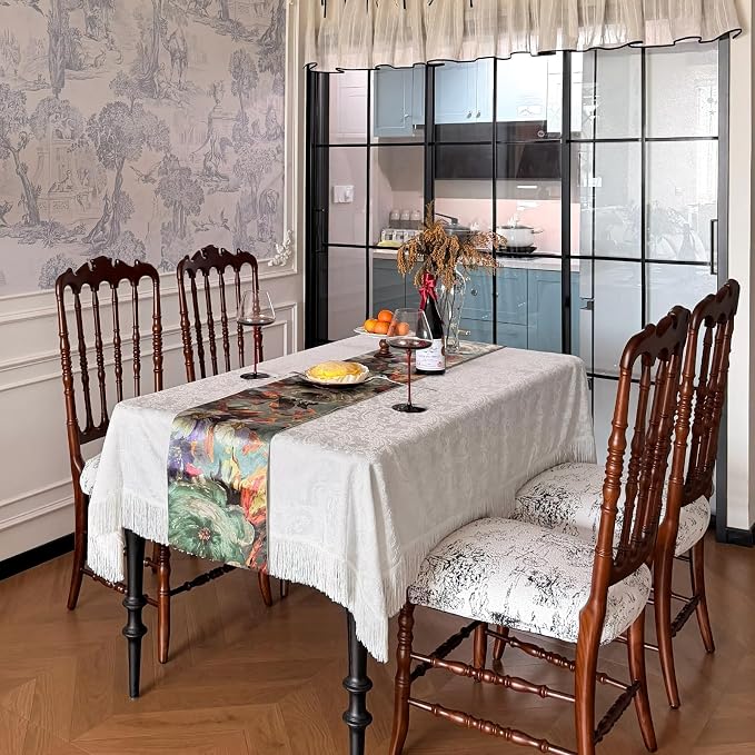 Green Table Runner 12 x 108 Inch, Waterproof Print Floral Table Runners - Image 7
