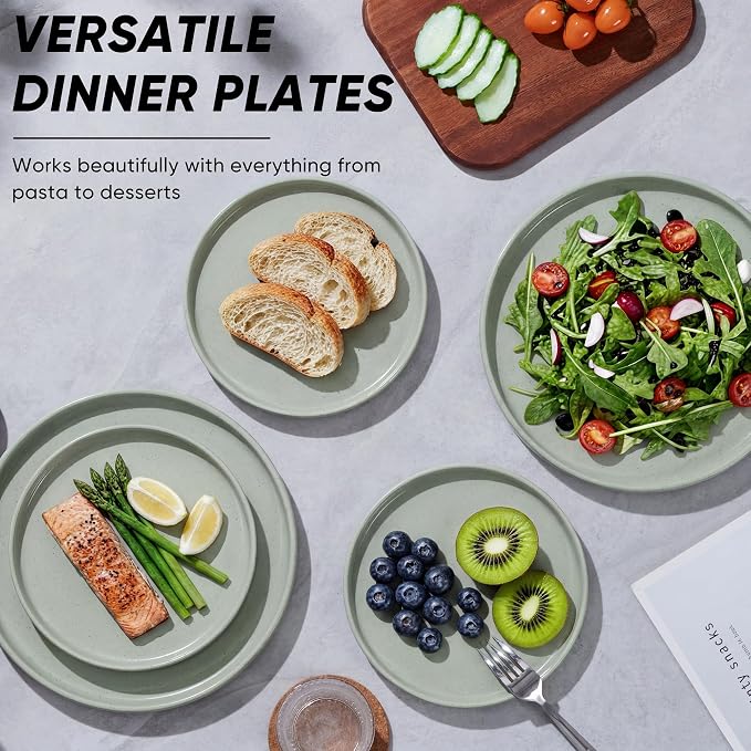E-far Dinner Plates Set of 6, 10.5 Inch Stoneware Dinner Plate, Chip & Scratch - Image 5