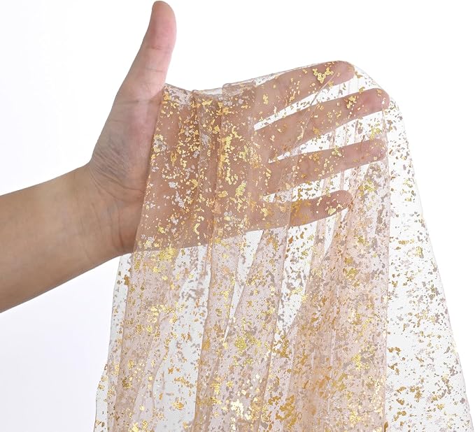 Artoid Mode 3PCCoffee Gold Gauze Table Runner 120 Inch 10FT, Glitter Metallic - Image 6
