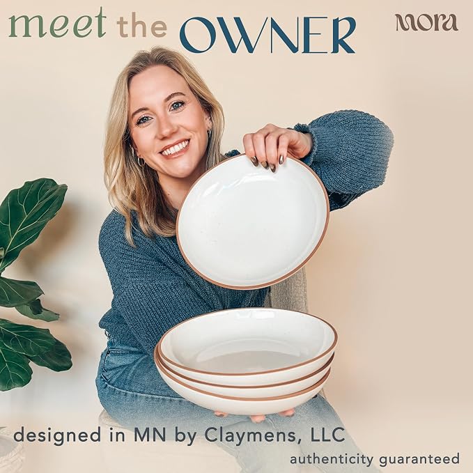 Mora Ceramic Large Pasta Bowls 30oz, etc Plate/Wide Bowl - Image 3