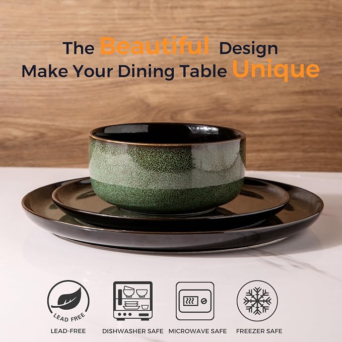 LERATIO Ceramic Dinner Plates Set of 4, 10.5 Inch Reactive Glaze Plate Sets | - Image 2