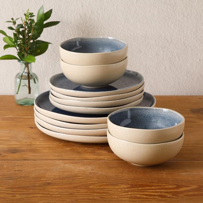 Gibson Elite Manila Bay 12-Piece Stoneware Dinnerware Set, Service - Image 5