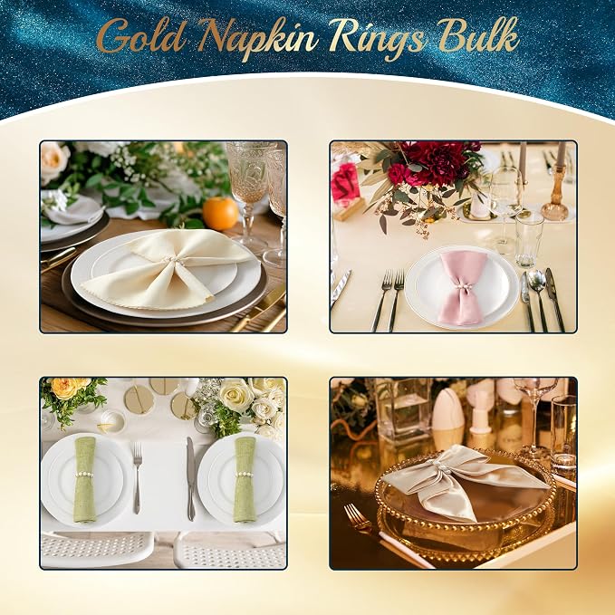 APTWOW 50Pcs Pearl Gold Napkin Rings - Image 7