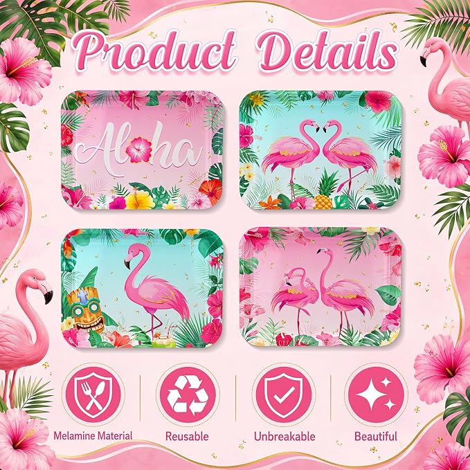 4 Pieces Flamingo Serving Trays - Image 3