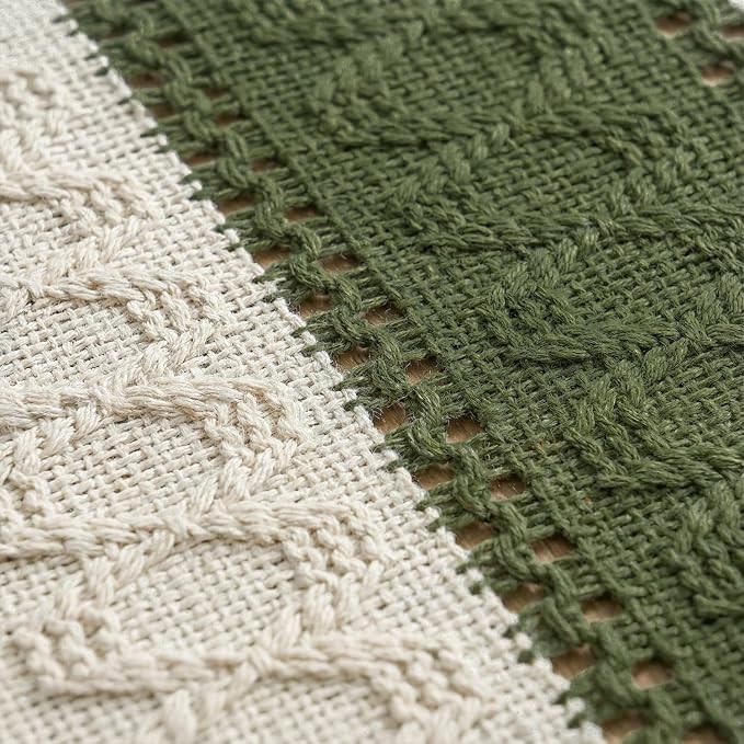 Artoid Mode Army Green Farmhouse Rustic Table Runner 12x60 Inch | Seasonal - Image 6