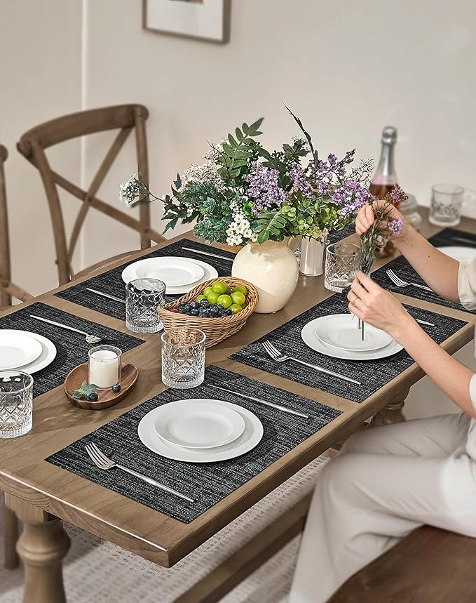 Leetaltree Black and Grey Woven Placemats Set of 6 - Image 3