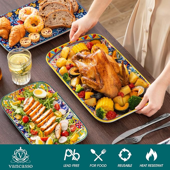 vancasso Serving Platters Set of 3, Microwave & Dishwasher Safe - Image 3