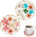 2pcs Dried Flower Drink Coasters, Flower Resin Drink Cup Mat Reusable Floral by Unknown