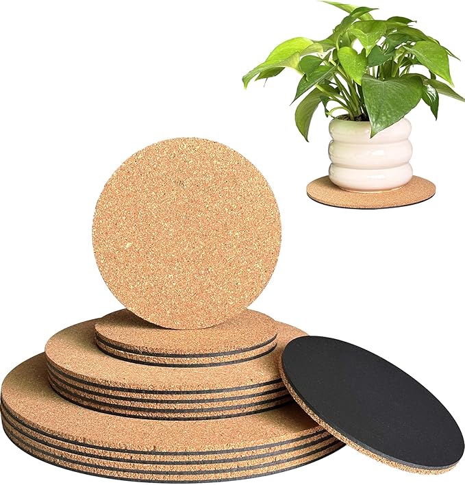 Cork Plant Coasters, 12 Pack Plant Mats in 4/6/8 Inch by vensovo