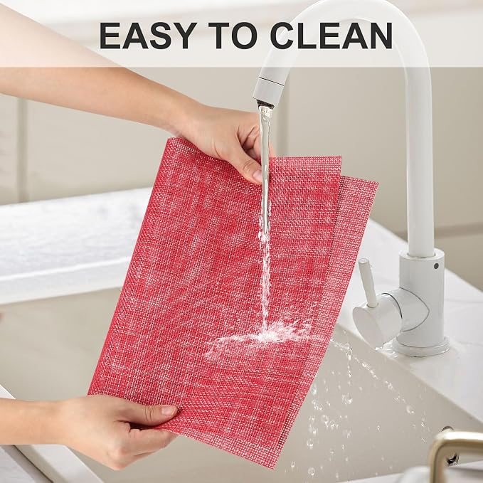 Vinyl Placemats Set of 8, PVC Woven Washable Non-Slip Table Mats, Heat - Image 3