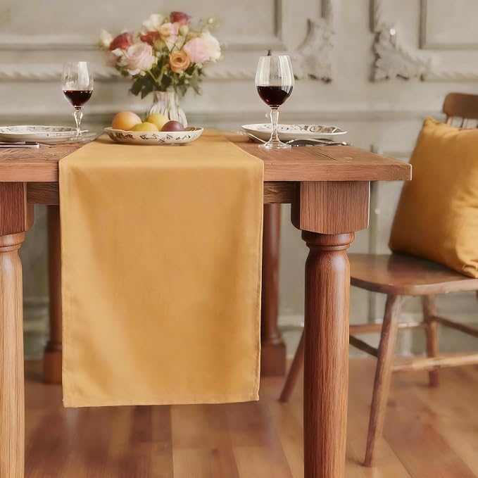 FOLINS&HOME Gold Waterproof Decorative Table Runner 90 Inches Long | 210GSM by FOLINSHOME