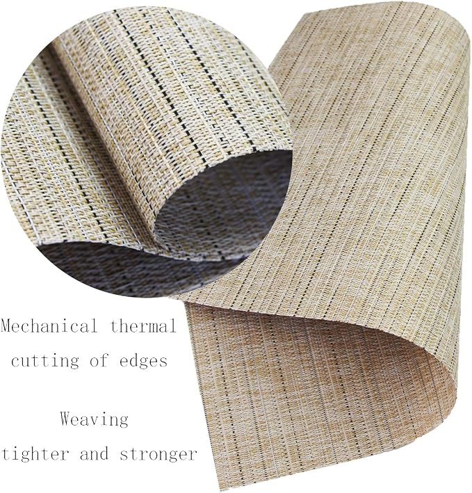 PIGCHCY Deep Beige Placemats Set of 6 Encryption Thickening Weave - Image 5