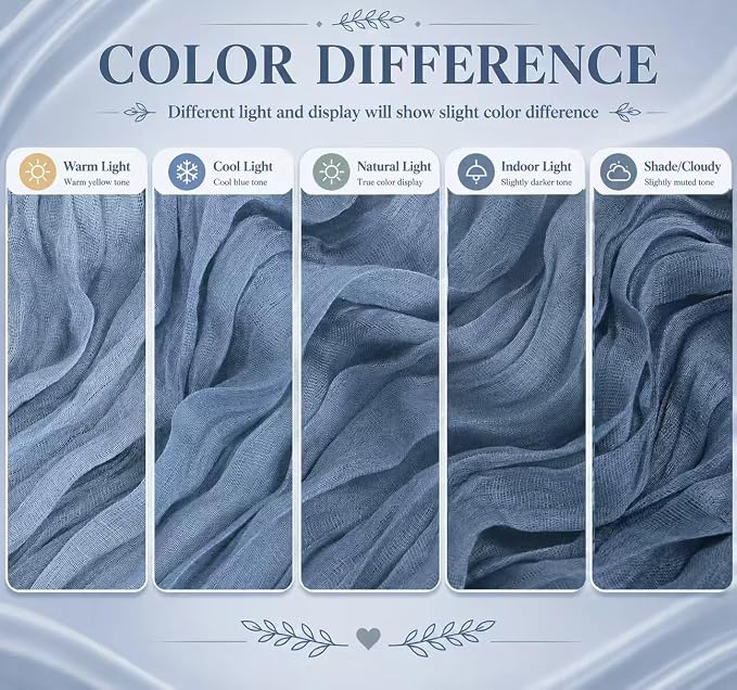 12 Pack Dusty Blue Cheesecloth Table Runner 17x108 Inch Boho Rustic Semi Sheer - Image 6