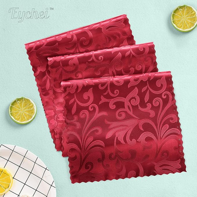 Red Satin Table Runner 12 x 108 Inch, 2 Pack | Bright Smooth Damask, Silky - Image 2