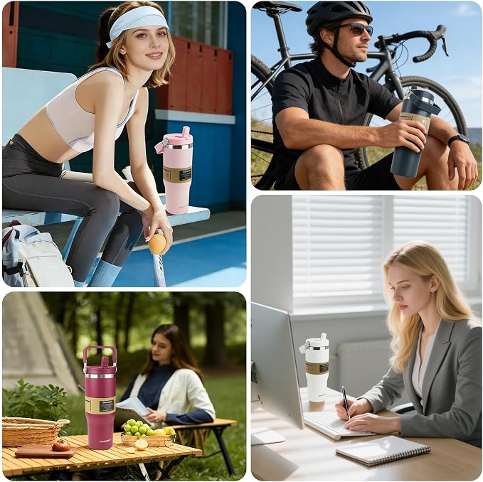 30oz Flip Straw Insulated Water Bottle - Image 8