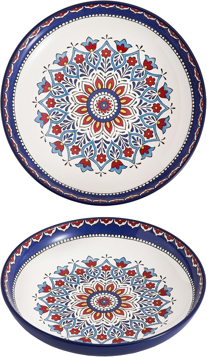 Bico Boho Totem Pasta Bowls, 35oz Salad Bowl Set of 4, Large Ceramic Serving - Image 3