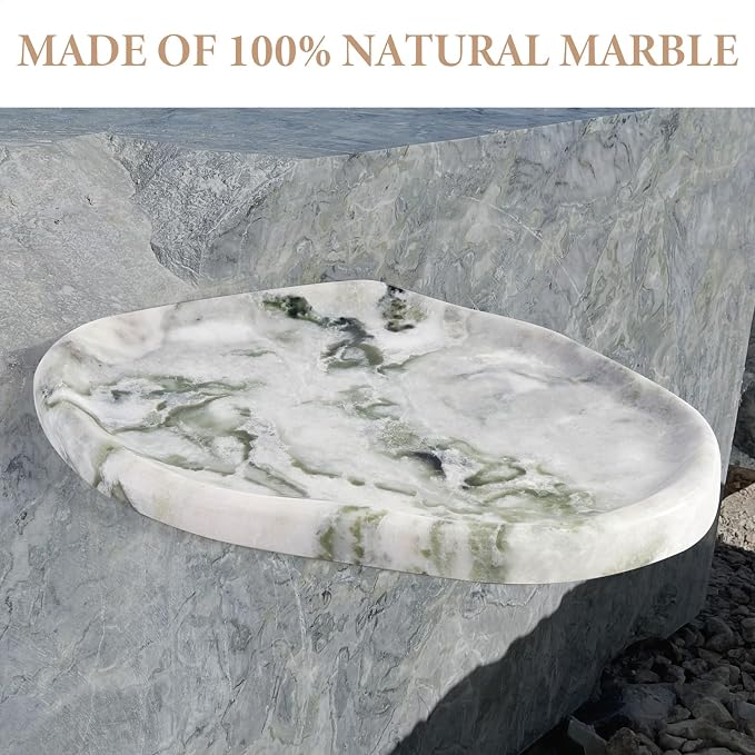 Luxury Natural Green Marble Vanity Tray, Cloud Shape Serving Stone Key Tray - Image 3