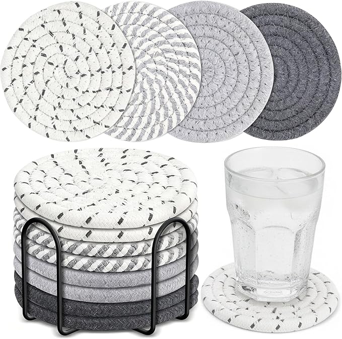 Cotton Rope Absorbent Drink Coasters Set of 8 by AUMISKY