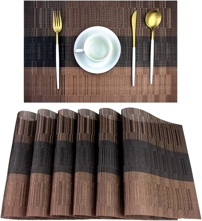 PIGCHCY Placemats, Washable Vinyl Woven Table Mats, Elegant Durable Placemats by PIGCHCY