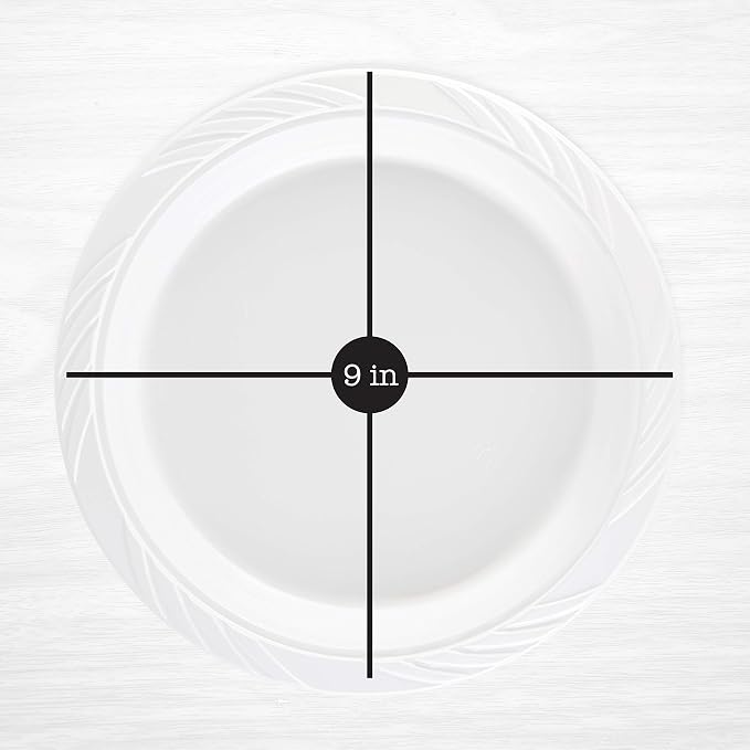 400 Count Disposable 9 Inch White Plastic Dinner Plates large - Image 2