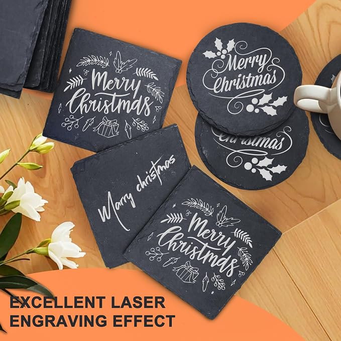 72 PCS Slate Drink Coasters, Cymuber 4 Inch Black Coasters Stone Cup Coaster - Image 4