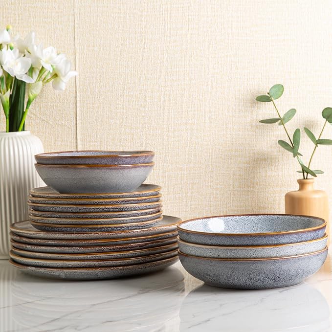 AmorArc 8.5'' Large Ceramic Pasta Bowls Set, 36oz Stoneware Bowls Set of 4 - Image 7