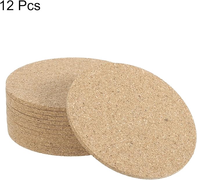 HARFINGTON 12pcs Cork Coasters 3.5 Inch 0.12 Inch Thick Non-Slip Heat-Resistant - Image 3