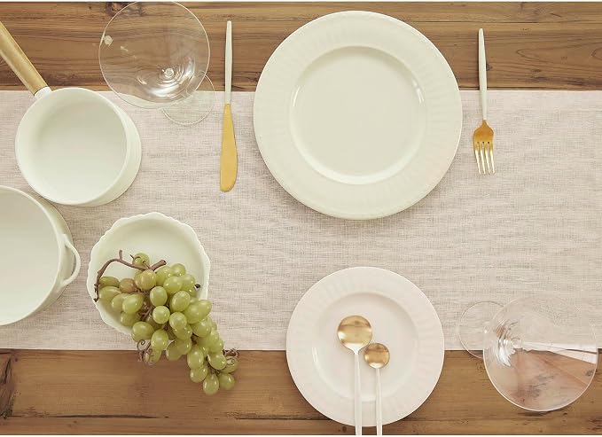 Solino Home 100% Pure Linen Table Runner Natural Long, Athena 14 x 90 in | - Image 3