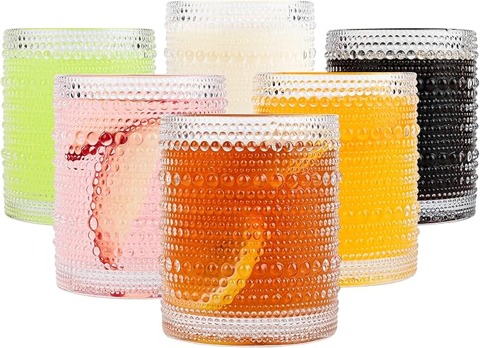 ZMOWIPDL Drinking Glasses Set of 6, 12oz Clear Hobnail Glass Cups | Vintage by ZMOWIPDL