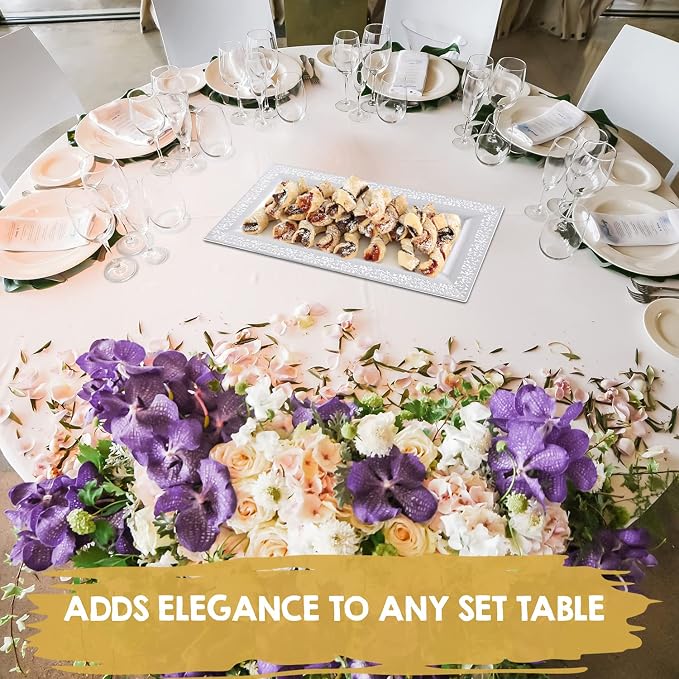 Plastic Serving Tray & Platter Set White Lace Disposable Party Trays & Platters - Image 6