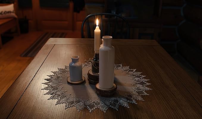 LINENS ART AND THINGS Lace Doily Neutral Earth Tones Table Topper Placemat - Image 4