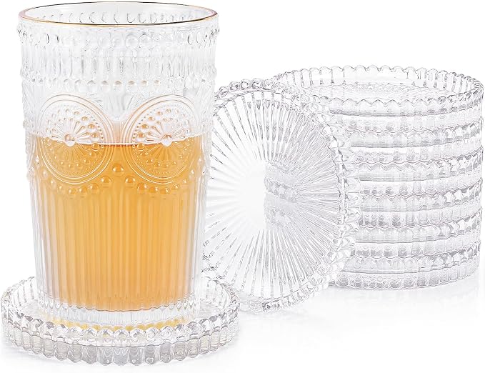 Modern Clear Glass Coasters Set of 8, Cute Coasters Table Mats by GOHDODD