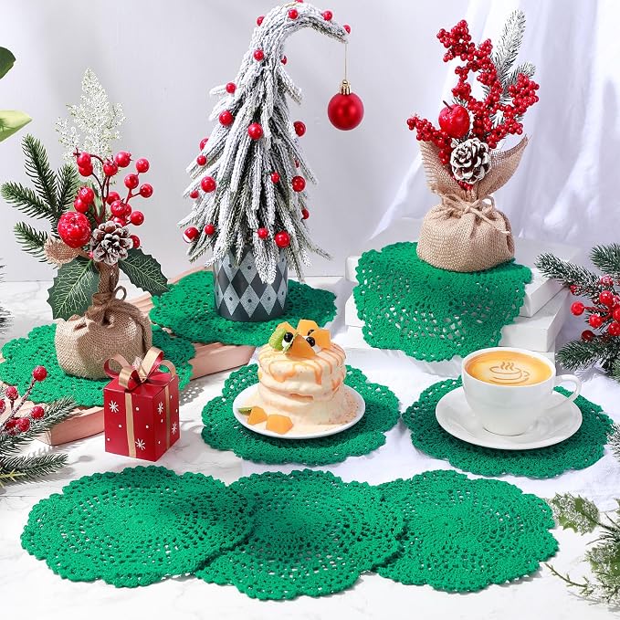 10 Pcs 8 Inch Cute Crochet Doilies Crochet Flower Coasters Handmade Cotton - Image 2