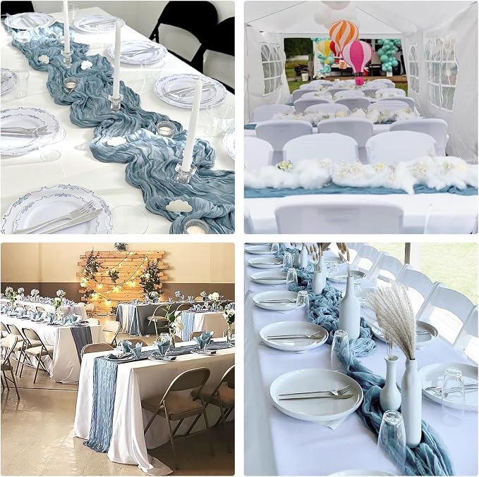 10 Pack Dusty Blue Cheesecloth Table Runner 6FT Boho Gauze Fabric Table Runner - Image 7