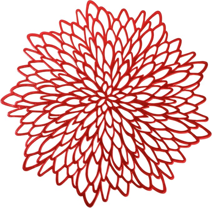 Snowkingdom 12 Pack Red Placemats Metallic Shiny Pressed Vinyl Dining Mats by Snowkingdom