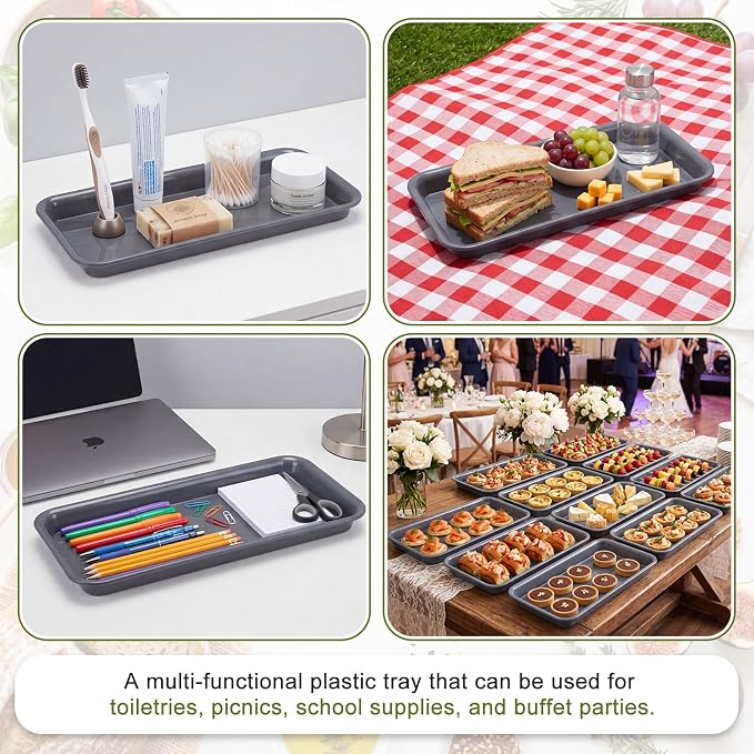 20 Pcs Serving Platters 14 x 6 Inch Rectangle Serving Trays Reusable Food Tray - Image 4