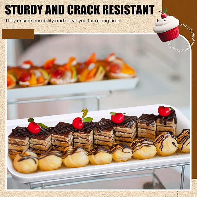 20 Pcs Serving Platters 14 x 6 Inch Rectangle Serving Trays Reusable Food Tray - Image 5