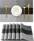Leetaltree Grey with White Striped Placemats Set of 6 by Leetaltree-ArtatEveryTable