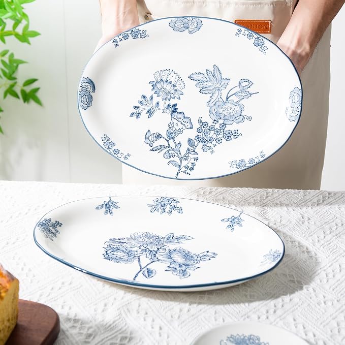 Ceramic Serving Platter, Large Oval Dinner Plates, Large Serving Trays - Image 5