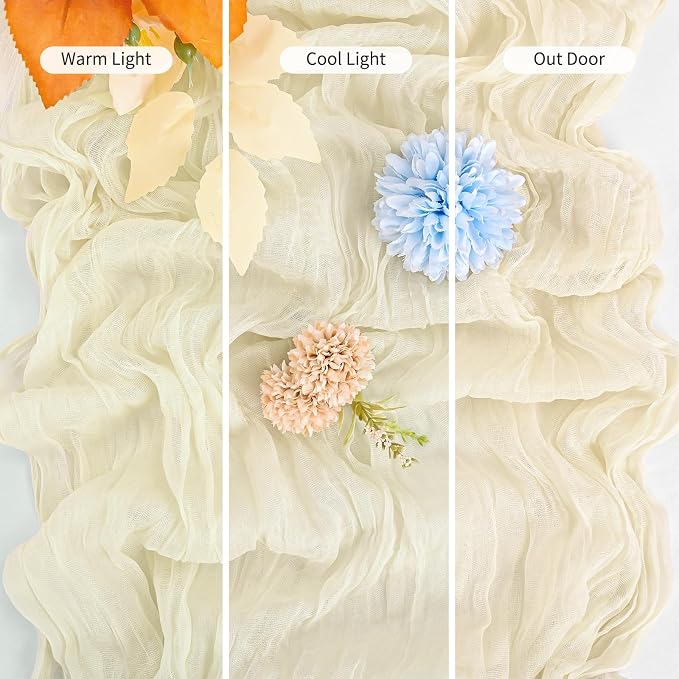 25 Pack Ivory Table Runner 17 x 108inch Cheesecloth Table Runner Boho Gauze - Image 6