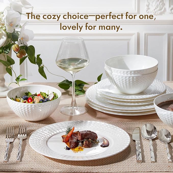 64Pc Bone China Dinnerware & Silverware Set, - Image 7