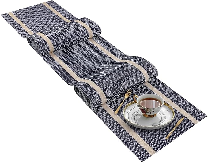 FAVE Navy Blue Table Runner Woven - Image 8