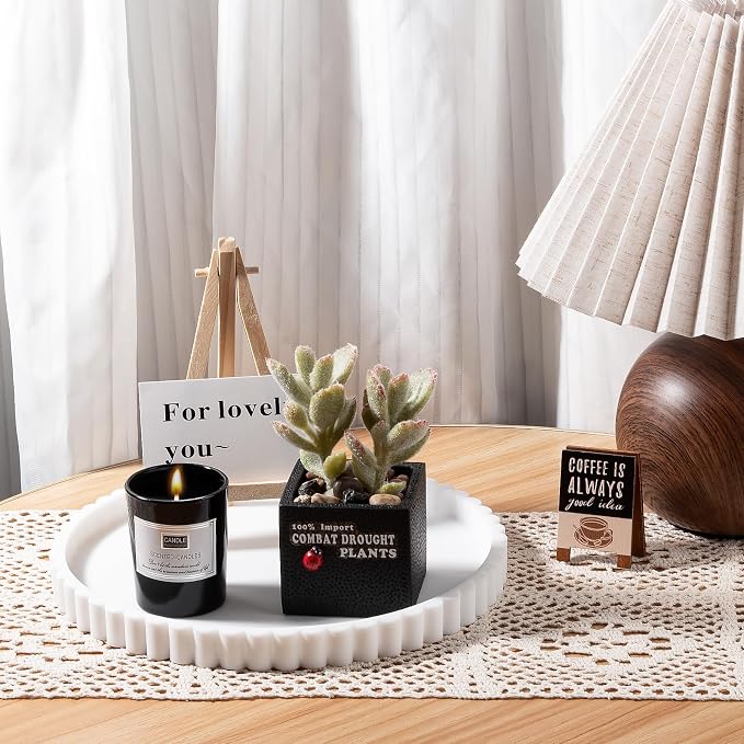 Round Bathroom Tray Perfume Organizer Coffee Table Decor, Heat-Resistant - Image 7