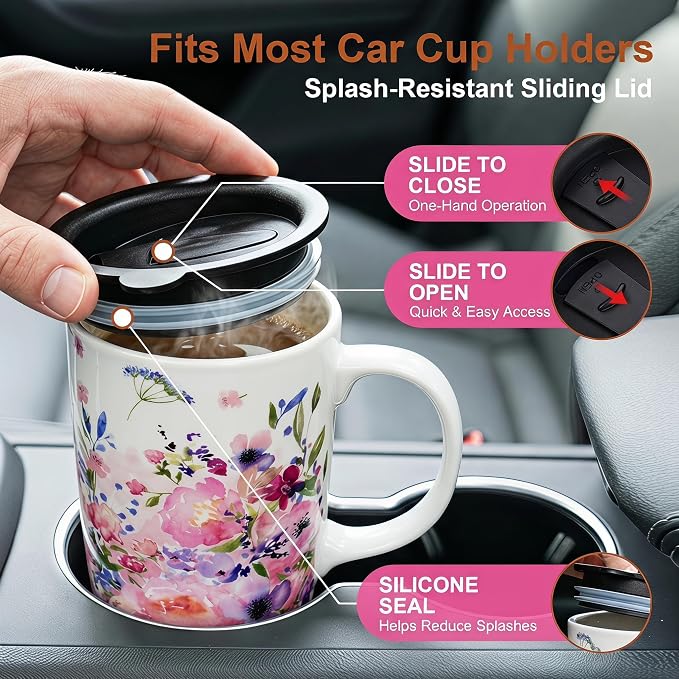 Topadorn 17oz Floral Ceramic Coffee Mug - Image 5