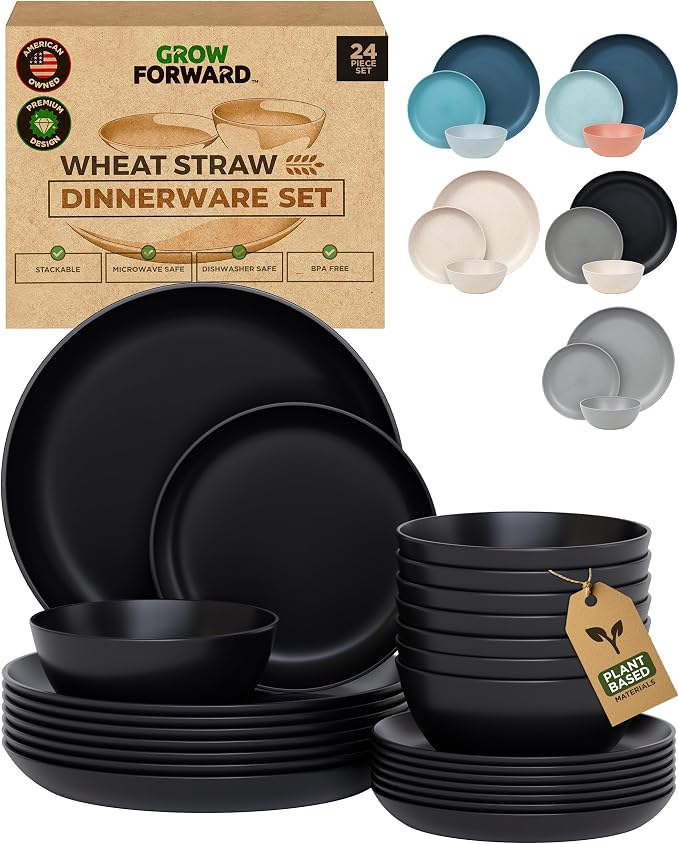 Grow Forward 24-piece Premium Wheat Straw Dinnerware Sets by GrowForward