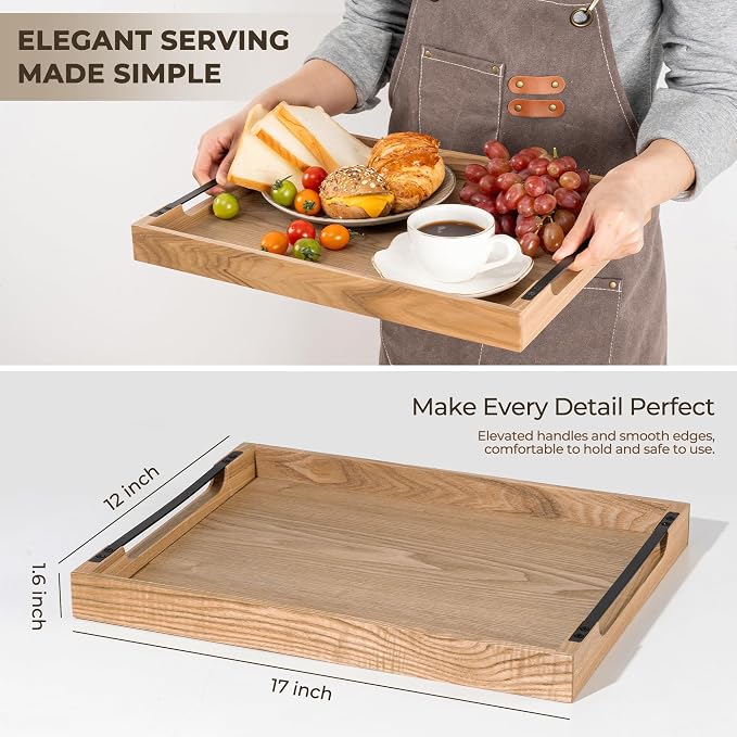 Wooden Serving Tray with Metal Handles|Ottoman Tray - Image 5