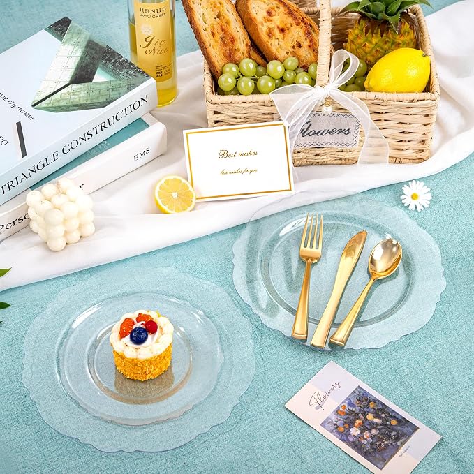 60pcs Clear Plastic Dessert Plates Disposable -7.5inch Small Disposable Clear - Image 7